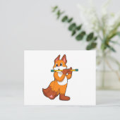 Fox bei Musik mit Flute.PNG Postkarte (Stehend Vorderseite)