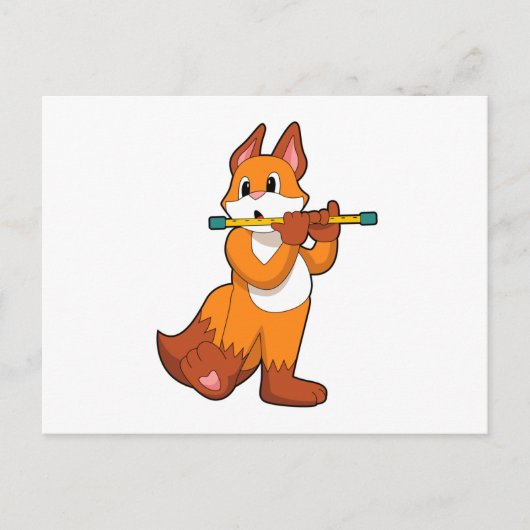 Fox bei Musik mit Flute.PNG Postkarte (Vorderseite)