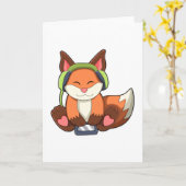 Fox bei Musik mit Headphone Karte (Gelbe Blume)