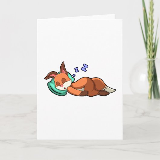 Fox bei Schlafen mit Kissen Karte (Vorderseite)