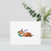Fox bei Schlafen mit Kissen Postkarte (Stehend Vorderseite)