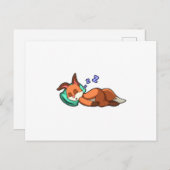 Fox bei Schlafen mit Kissen Postkarte (Vorne/Hinten)