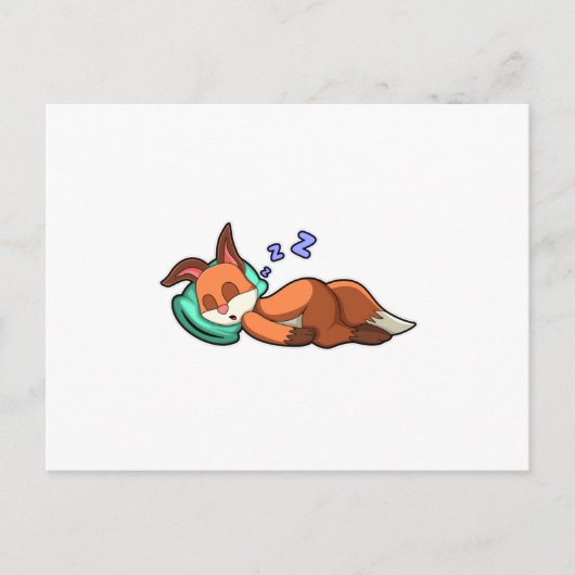 Fox bei Schlafen mit Kissen Postkarte (Vorderseite)