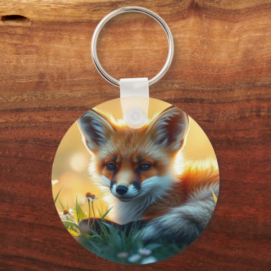 Fox bei Sonnenuntergang Schlüsselanhänger (Vorderseite)