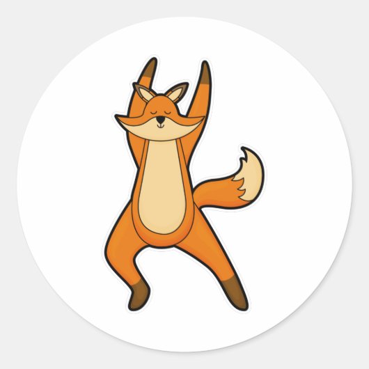 Fox bei Yoga-Stretching-Übung Runder Aufkleber (Vorderseite)