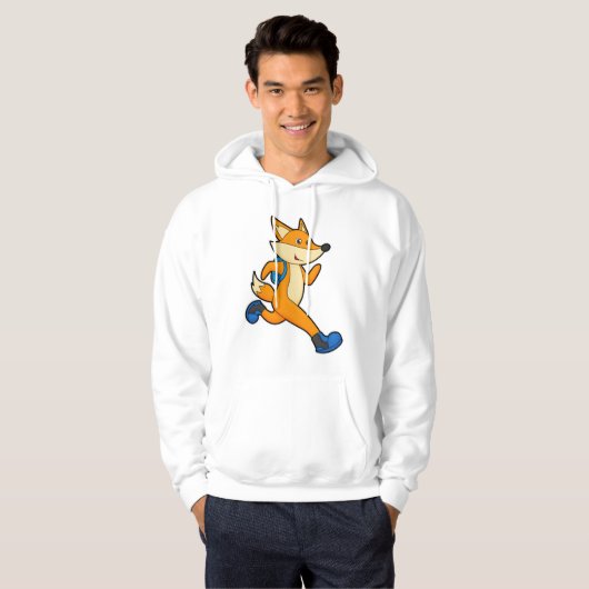 Fox beim Ausführen mit Backpack Hoodie (Vorne ganz)