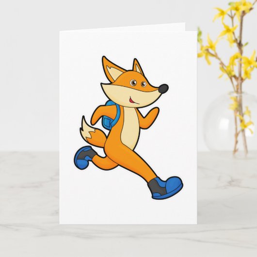 Fox beim Ausführen mit Backpack Karte (Gelbe Blume)
