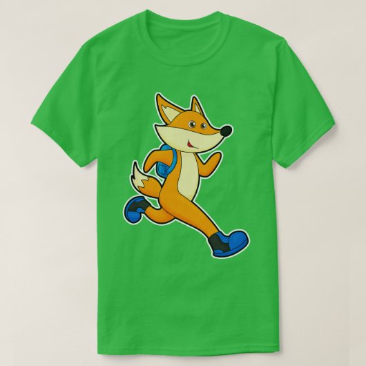 Fox beim Ausführen mit Backpack T-Shirt (Design vorne)