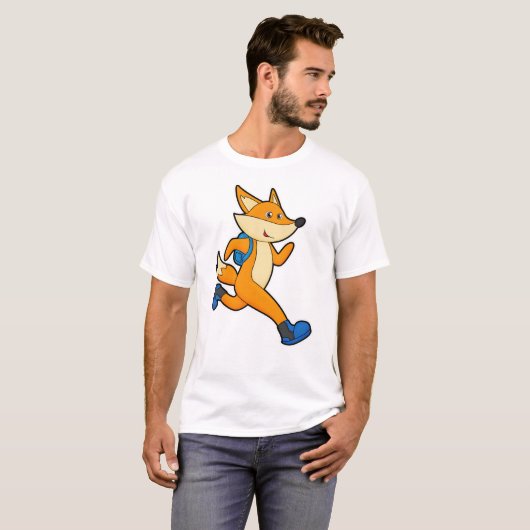 Fox beim Ausführen mit Backpack T-Shirt (Vorne ganz)