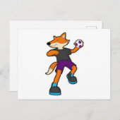 Fox beim Handballspieler mit Handball Postkarte (Vorne/Hinten)