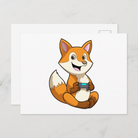 Fox beim Spielen mit Controller Postkarte (Vorne/Hinten)