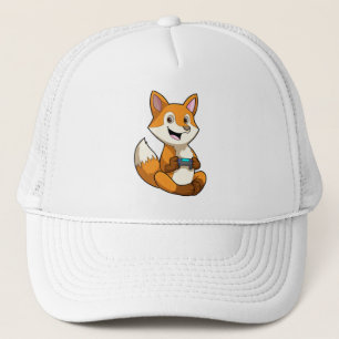 Fox beim Spielen mit Controller Truckerkappe