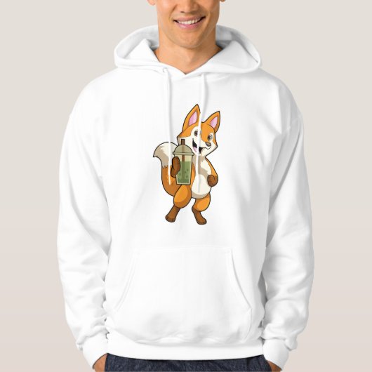 Fox beim Trinken mit Bubble Tea Hoodie (Vorderseite)