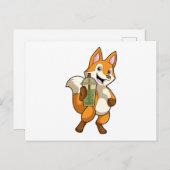 Fox beim Trinken mit Bubble Tea Postkarte (Vorne/Hinten)