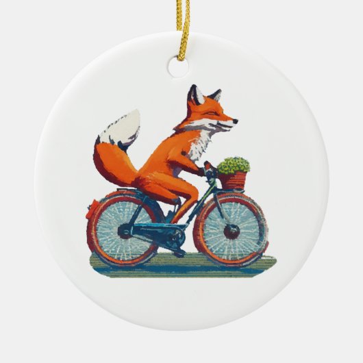 Fox Bicycle Keramik Ornament (Vorne)