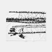 Fox Birch Tree Forest Animal Silhouette Art Fleecedecke (Vorderseite (Horizontal))