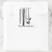 Fox Birch Tree Forest Animal Silhouette Art Quadratischer Aufkleber (Tasche)