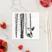 Fox Birch Tree Forest Animal Silhouette Art Serviette (Beispiel)