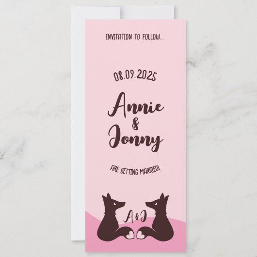 Fox & Bird Pink Sunset Save The Date (Rückseite)