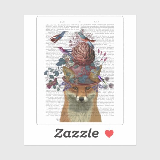 Fox Birdkeeper mit Artichoke Aufkleber (Blatt)