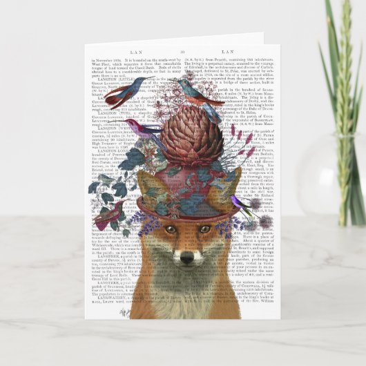 Fox Birdkeeper mit Artichoke Karte (Vorderseite)
