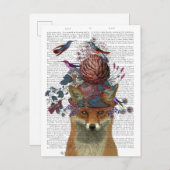 Fox Birdkeeper mit Artichoke Postkarte (Vorne/Hinten)