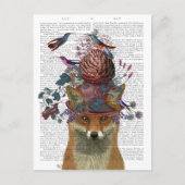 Fox Birdkeeper mit Artichoke Postkarte (Vorderseite)