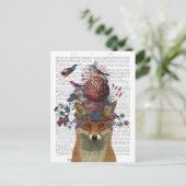 Fox Birdkeeper mit Artichoke Postkarte (Stehend Vorderseite)