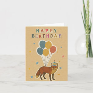 Fox Birthday Card auf Kraft Hintergrund Karte
