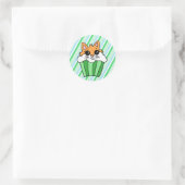 Fox Birthday Cupcake Runder Aufkleber (Tasche)