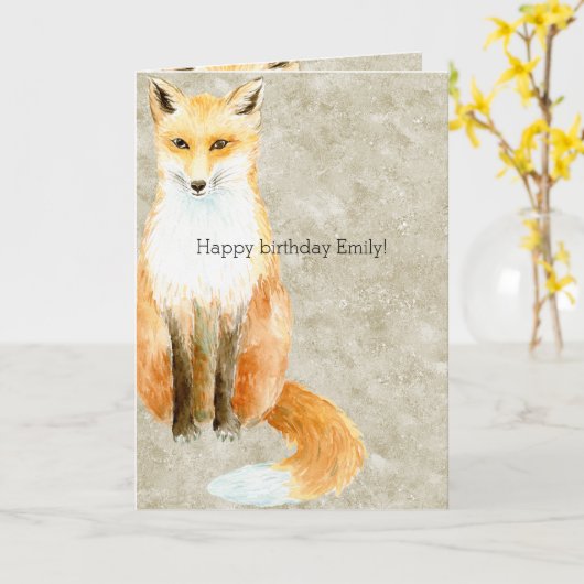 Fox Birthday Karte (Gelbe Blume)