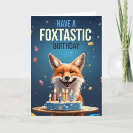Fox Birthday mit Cake Candles und Ticker Tape Dankeskarte