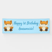 Fox Birthday Party Blue Banner (Horizontal)