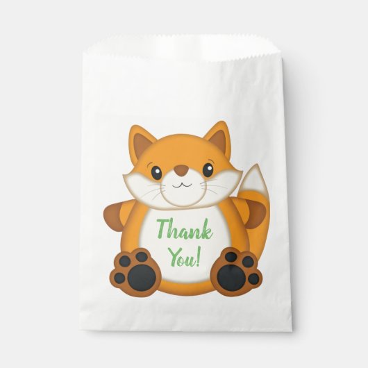 Fox Birthday Party Green Geschenktütchen (Vorderseite)