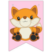 Fox Birthday Party Pink Wimpelkette (Erste Fahne)