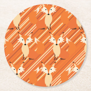 Fox Birthday Party Runder Pappuntersetzer