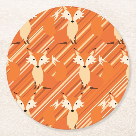 Fox Birthday Party Runder Pappuntersetzer (Vorderseite)