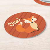 Fox Birthday Party Runder Pappuntersetzer (Angewinkelt)