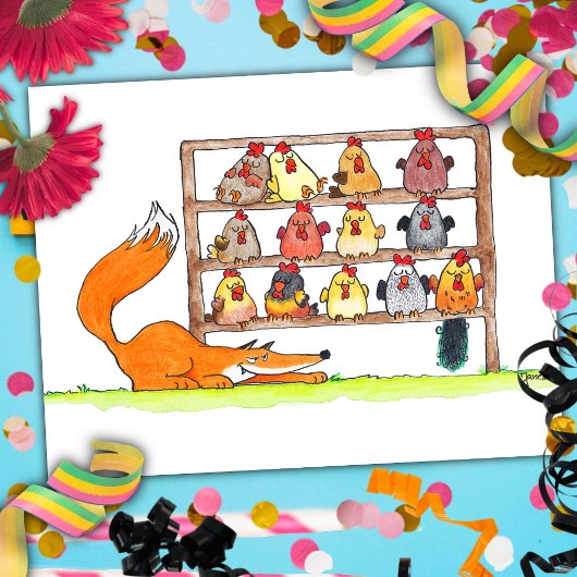 FOX BIRTHDAY ÜBERRASCHENDE Postkarte