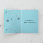 Fox Blue Snowflakes Christmas Let it Snow Karte (Innenseite)