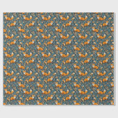 Fox Blume blaues Wrapping Paper Geschenkpapier (Flach)