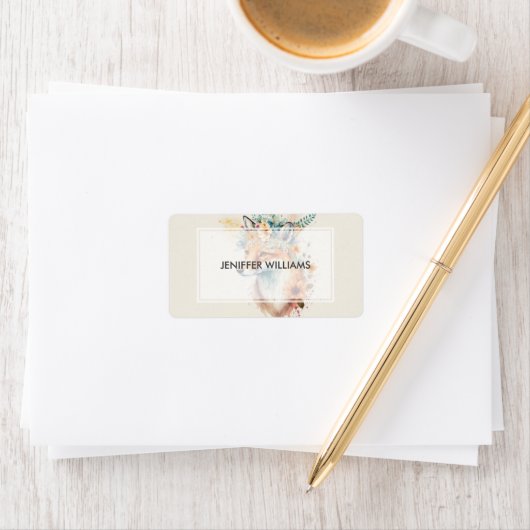 Fox Blume Crown Watercolor Adressaufkleber (Insitu)