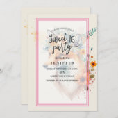 Fox Blume Crown Watercolor Einladung (Vorne/Hinten)