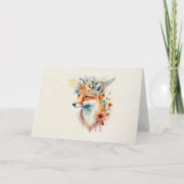 Fox Blume Crown Watercolor Karte