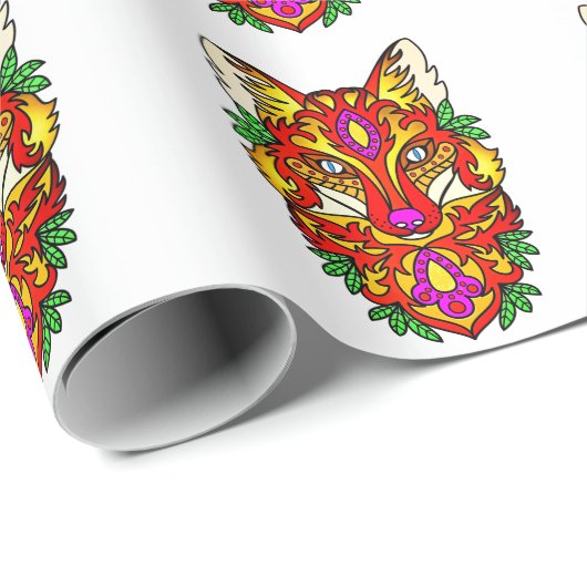 Fox boho abstrakt Art Wolf rot lila Geschenkpapier (Rolleneckpunkt)