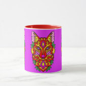 Fox boho abstrakte Art Wolf Böhmerrot lila Tasse (Zentrum)