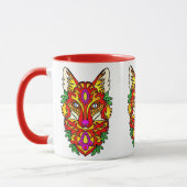 Fox boho abstrakte Kunst bohemian Wolf rot lila Tasse (Links)