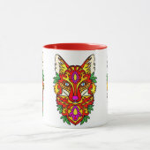 Fox boho abstrakte Kunst bohemian Wolf rot lila Tasse (Zentrum)