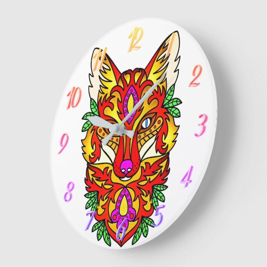 Fox boho abstrakte Kunst Große Wanduhr (Winkel)