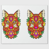 Fox boho abstrakte Kunstwolf rot lila weiß Geschenkpapier (Flach)